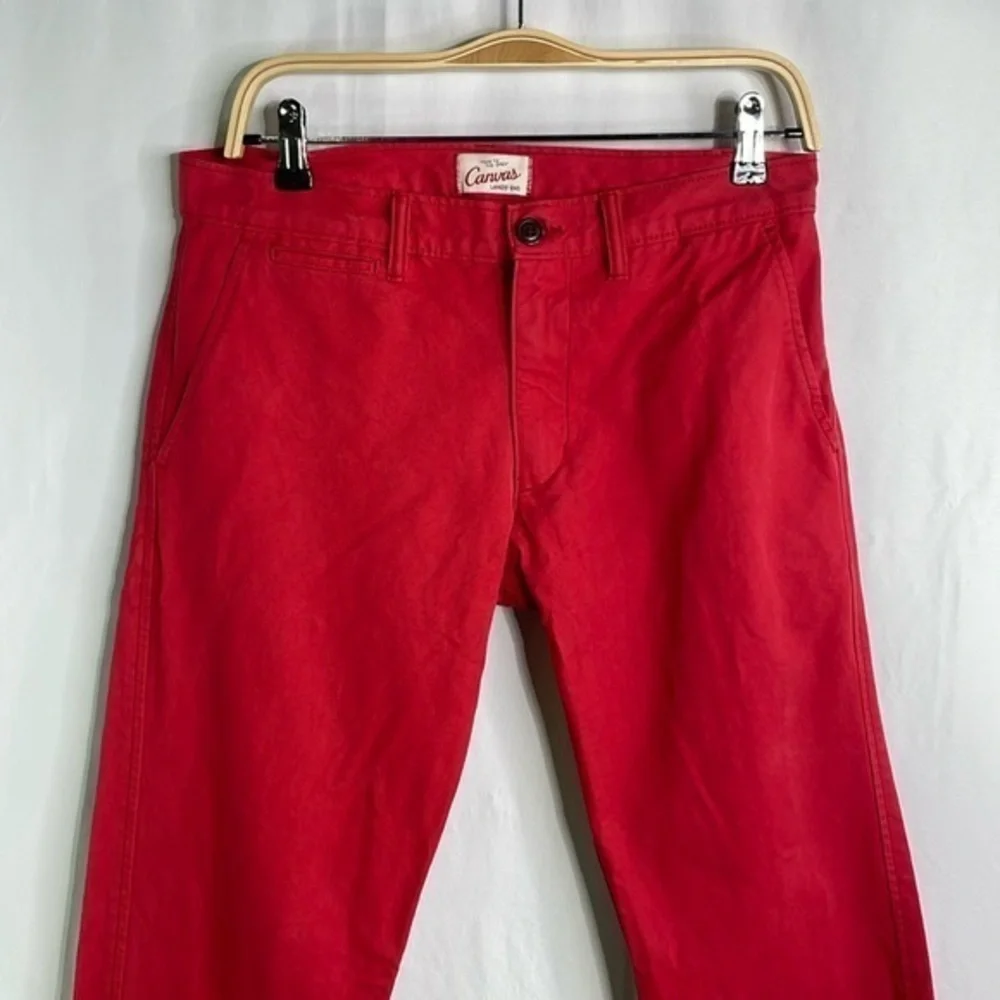 Lands End red canvas, flat front khakis